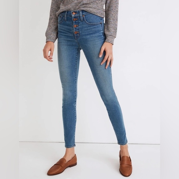 Madewell 10" High-Rise Skinny Jeans in Dewitt Wash - size 27 - Picture 3 of 9